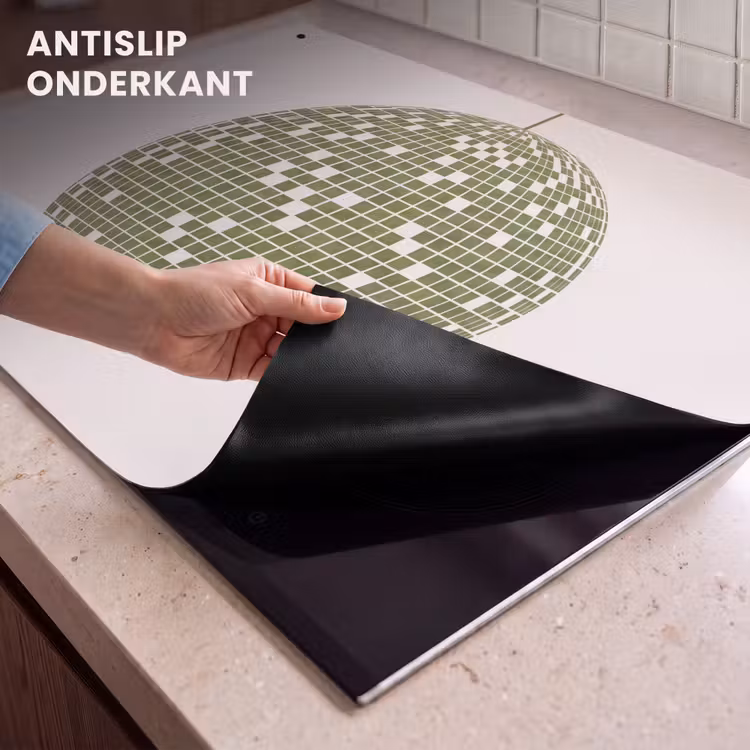 Disco - Bal - Groen - Abstract - Modern Inductie beschemer met haakjes klein -ky-onderkant-nl