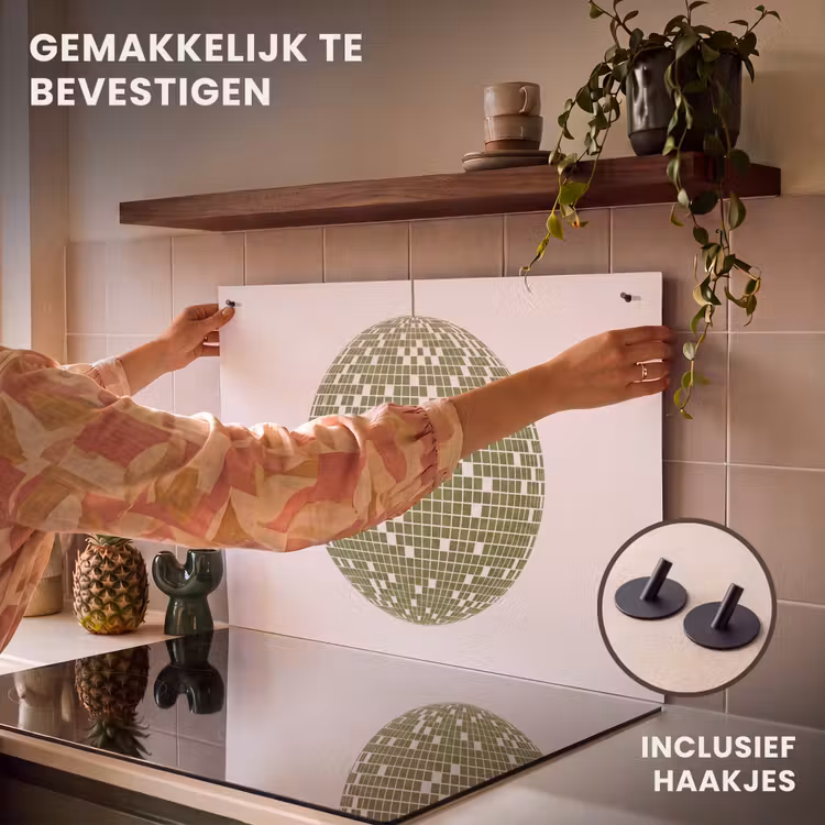 Disco - Bal - Groen - Abstract - Modern Inductie beschemer met haakjes klein -ky-ophangen-nl