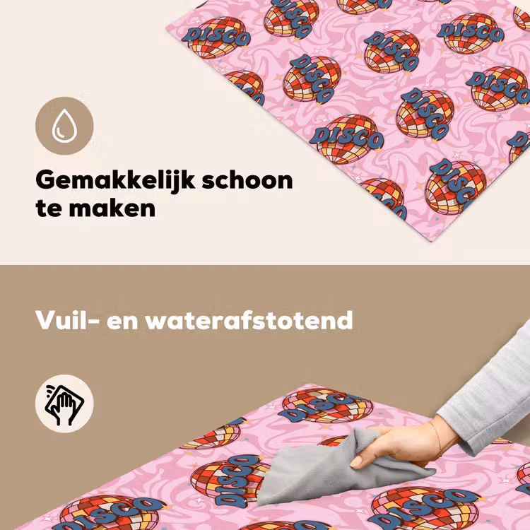 Disco - Bal - Patroon - Roze Inductie beschemer met haakjes klein 777 -ky-schoon-nl
