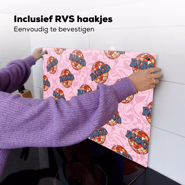 Disco - Bal - Patroon - Roze Inductie beschemer met haakjes klein 777 -ky-ophangen-nl