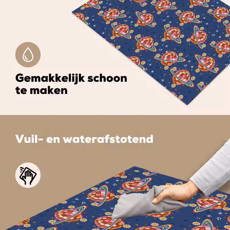 Disco - Blauw - Patroon Inductie beschemer met haakjes klein 777 -ky-schoon-nl