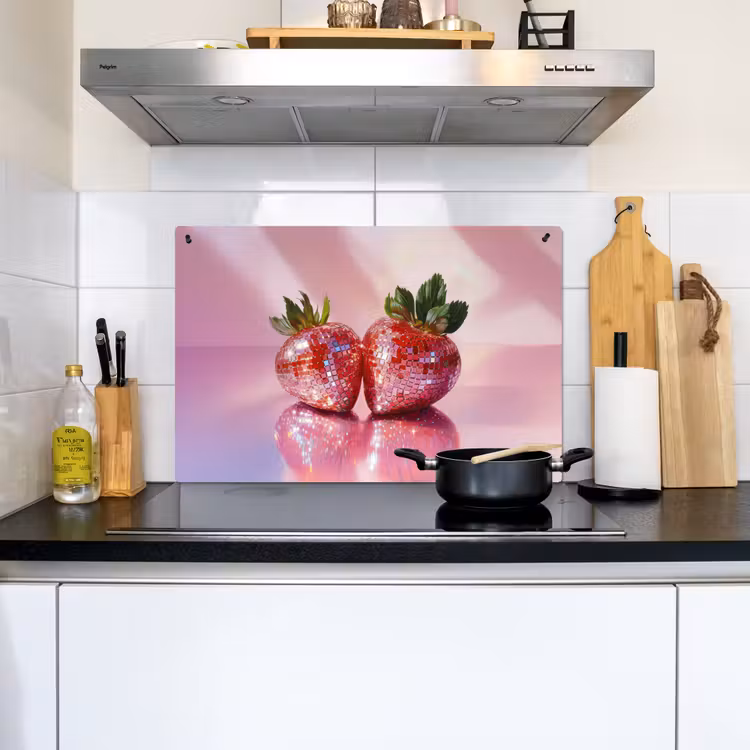 Disco - Fruit - Glitter - Strawberry Inductie beschemer met haakjes klein -sfeer2