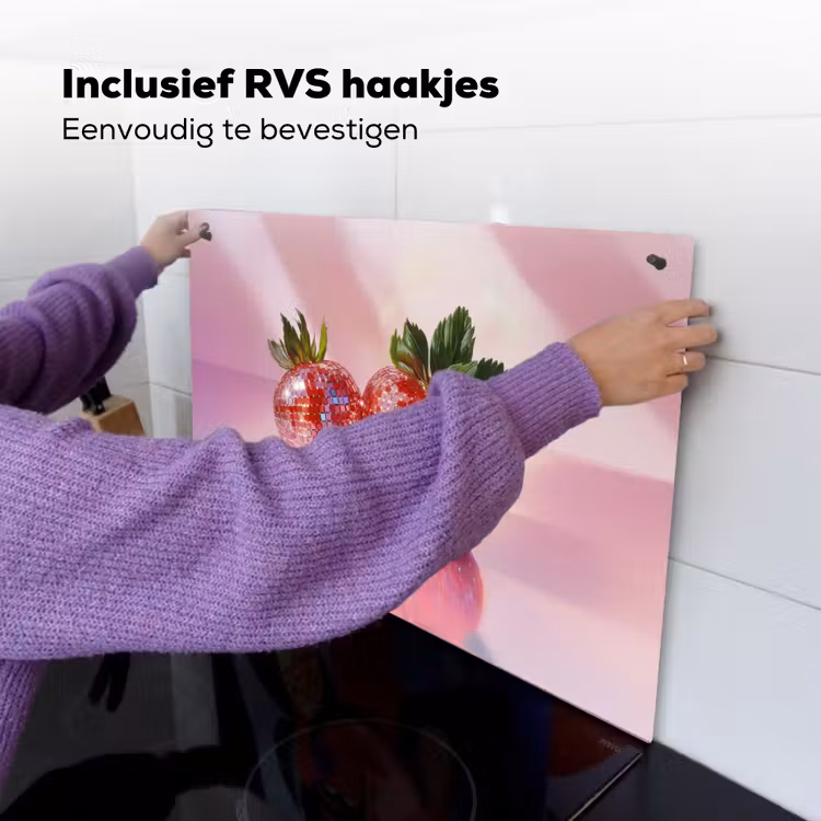Disco - Fruit - Glitter - Strawberry Inductie beschemer met haakjes klein -ky-ophangen-nl