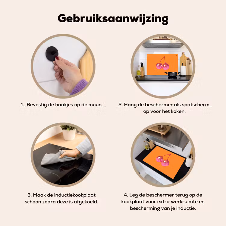 Discoballen - Kers - Spiegels - Roze Inductie beschemer met haakjes klein -ky-gebruik-nl