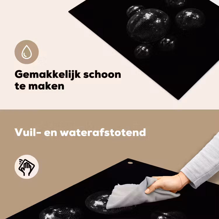Discoballen - Minimalistisch - Zwart Inductie beschemer met haakjes klein -ky-schoon-nl