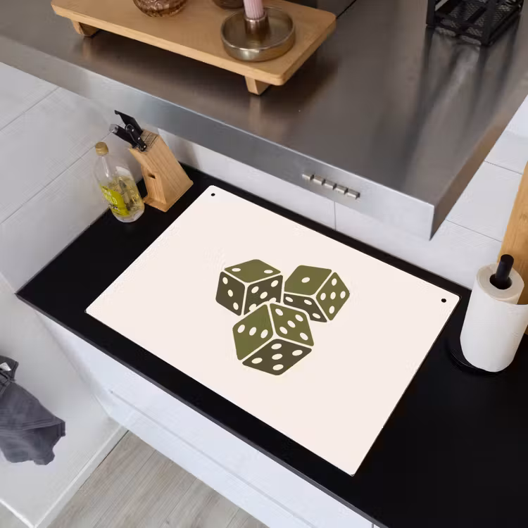 Dobbelsteen - Spel - Groen - Abstract Inductie beschemer met haakjes klein -sfeer1