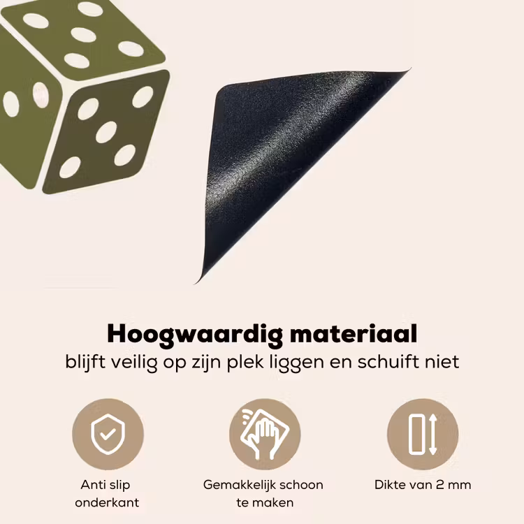 Dobbelsteen - Spel - Groen - Abstract Inductie beschemer met haakjes klein -ky-onderkant-nl