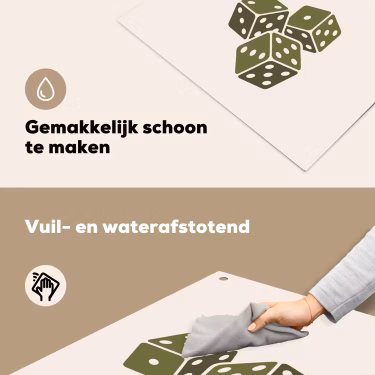 Dobbelsteen - Spel - Groen - Abstract Inductie beschemer met haakjes klein -ky-schoon-nl