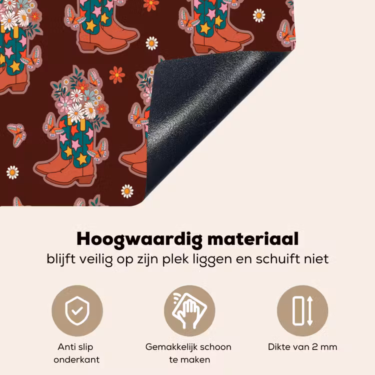 Donker - Cowboy - Laars - Patroon Inductie beschemer met haakjes klein 777 -ky-onderkant-nl
