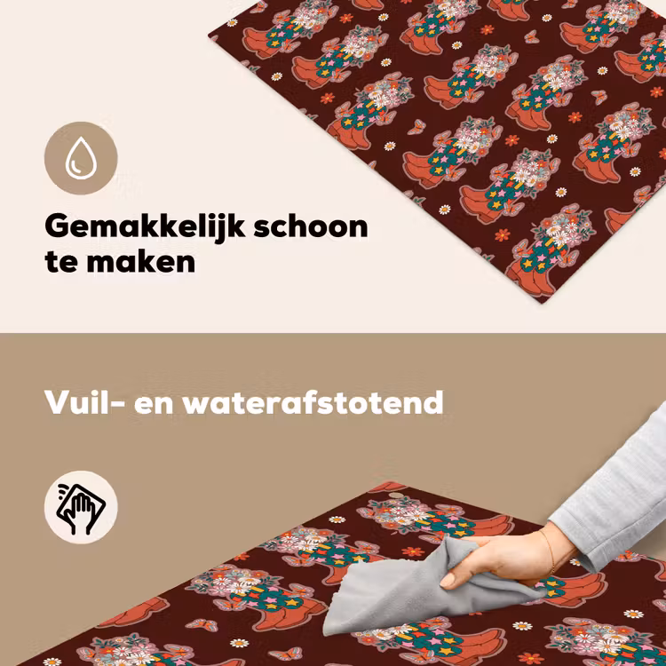 Donker - Cowboy - Laars - Patroon Inductie beschemer met haakjes klein 777 -ky-schoon-nl