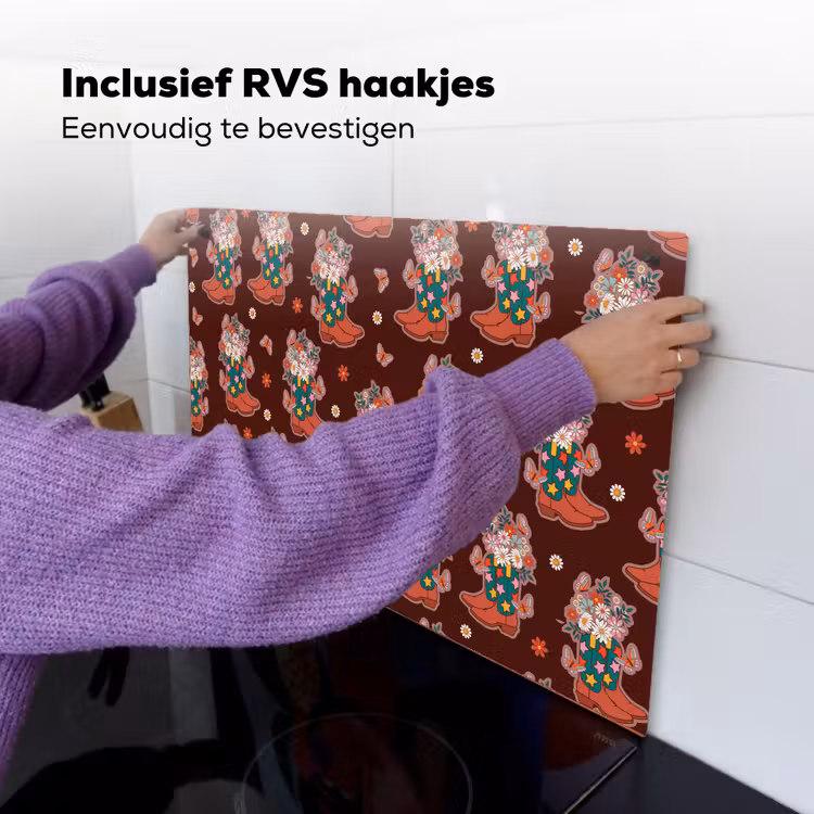 Donker - Cowboy - Laars - Patroon Inductie beschemer met haakjes klein 777 -ky-ophangen-nl