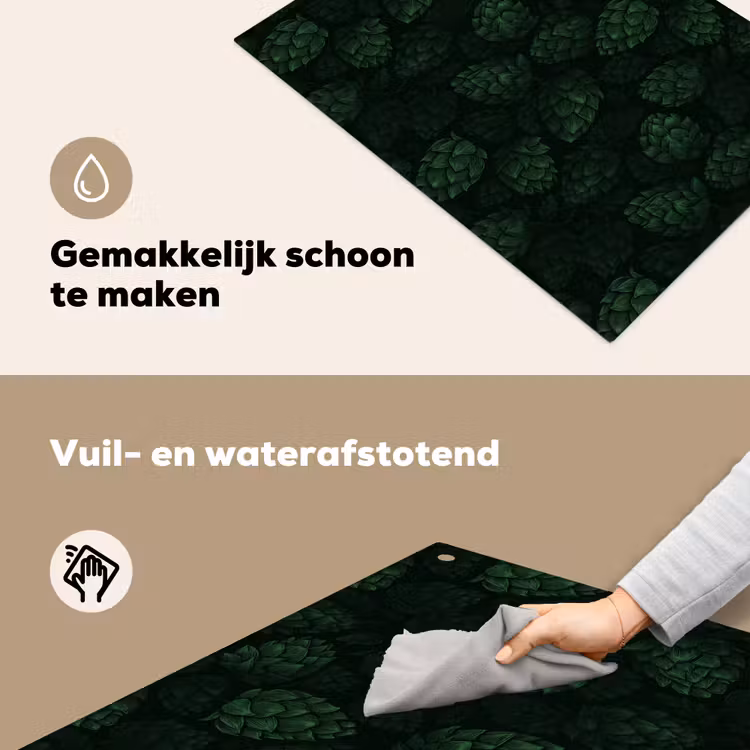 Donker - Groen - Hopbellen - Botanisch - Illustratie Inductie beschemer met haakjes klein 777 -ky-schoon-nl