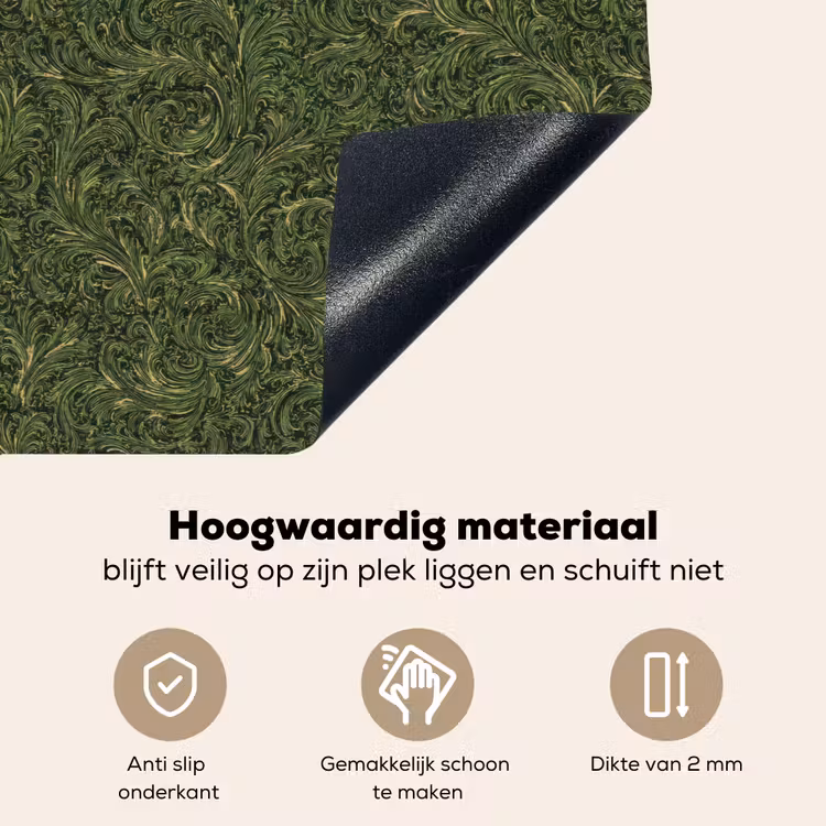 Donker - Groen - Krullend - Botanisch Inductie beschemer met haakjes klein 777 -ky-onderkant-nl