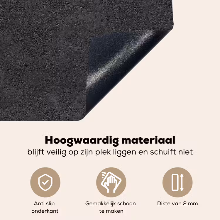Donkergrijs - Asfaltstructuur - Ruw Inductie beschemer met haakjes klein 777 -ky-onderkant-nl