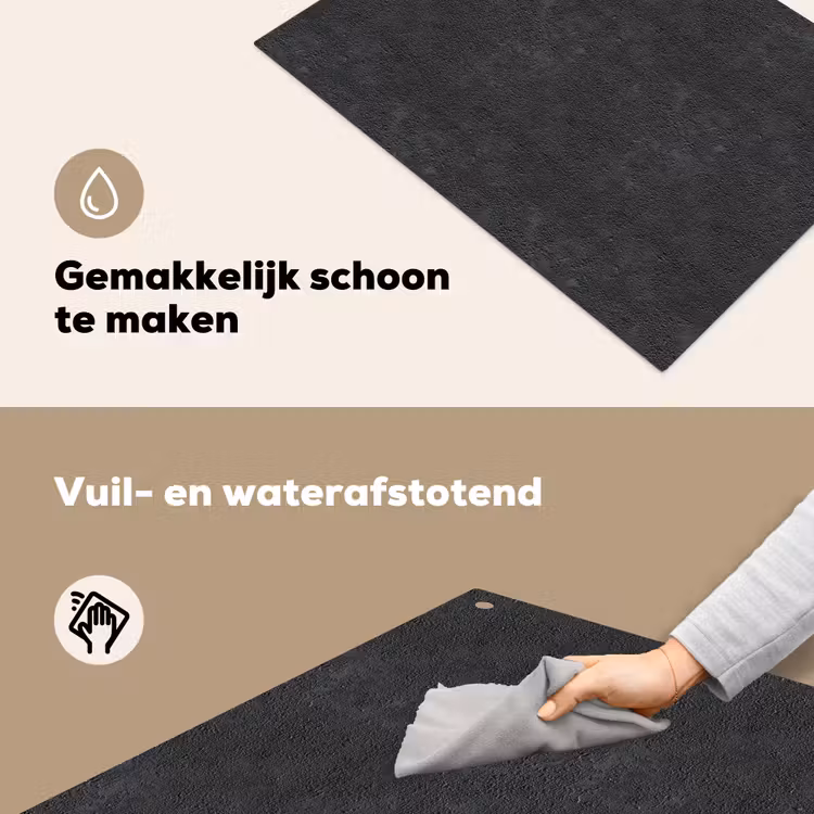 Donkergrijs - Asfaltstructuur - Ruw Inductie beschemer met haakjes klein 777 -ky-schoon-nl