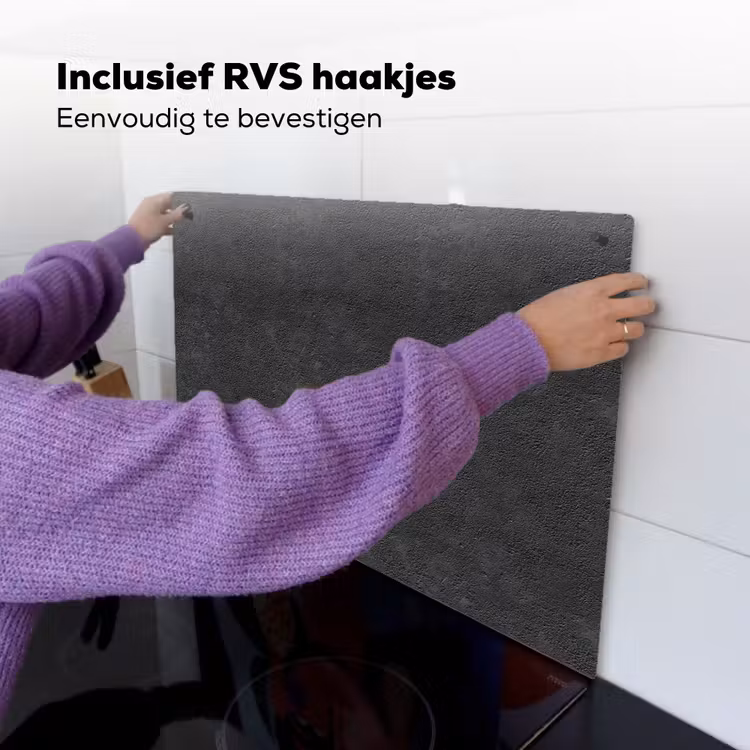 Donkergrijs - Asfaltstructuur - Ruw Inductie beschemer met haakjes klein 777 -ky-ophangen-nl
