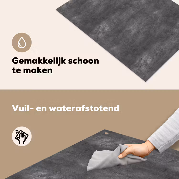 Donkergrijs - Ruw - Beton Inductie beschemer met haakjes klein 777 -ky-schoon-nl
