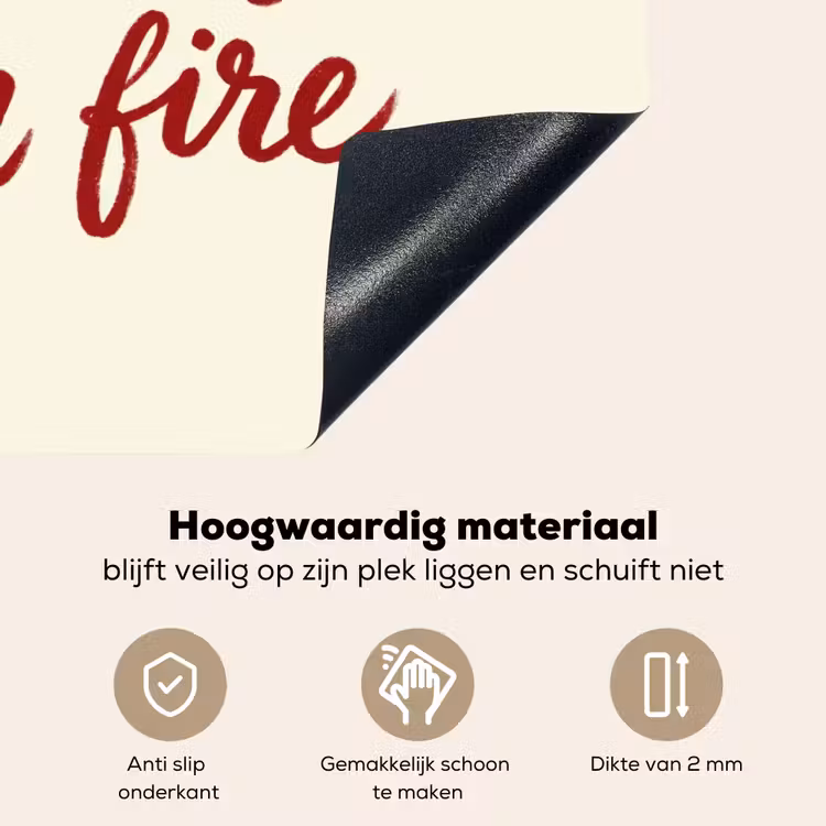 Don't lose your fire - Rood - Wit - Minimalistisch Inductie beschemer met haakjes klein -ky-onderkant-nl