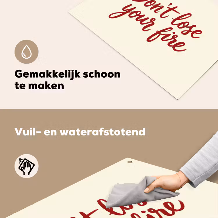 Don't lose your fire - Rood - Wit - Minimalistisch Inductie beschemer met haakjes klein -ky-schoon-nl