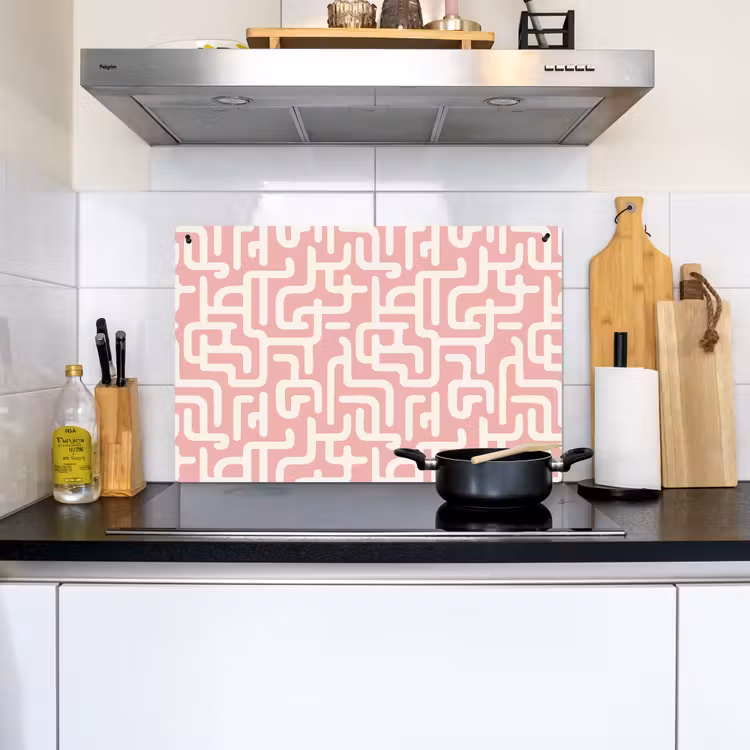Doolhofpatroon - Roze - Wit - Abstract Inductie beschemer met haakjes klein 777 -sfeer2