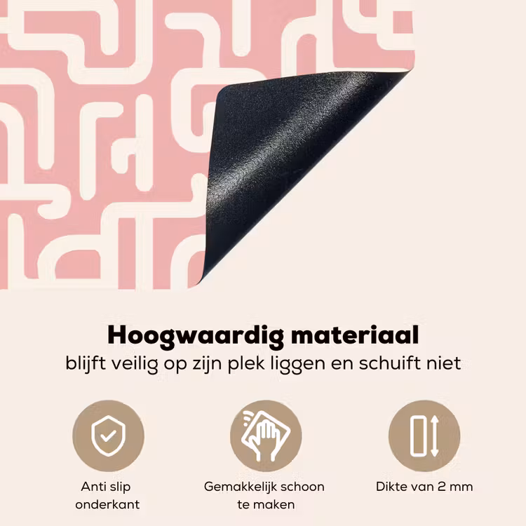 Doolhofpatroon - Roze - Wit - Abstract Inductie beschemer met haakjes klein 777 -ky-onderkant-nl