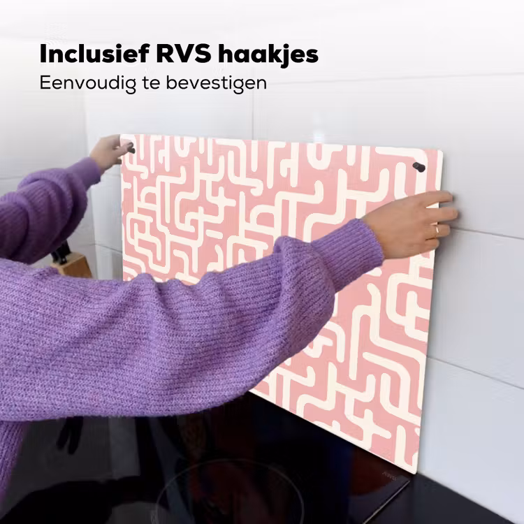 Doolhofpatroon - Roze - Wit - Abstract Inductie beschemer met haakjes klein 777 -ky-ophangen-nl