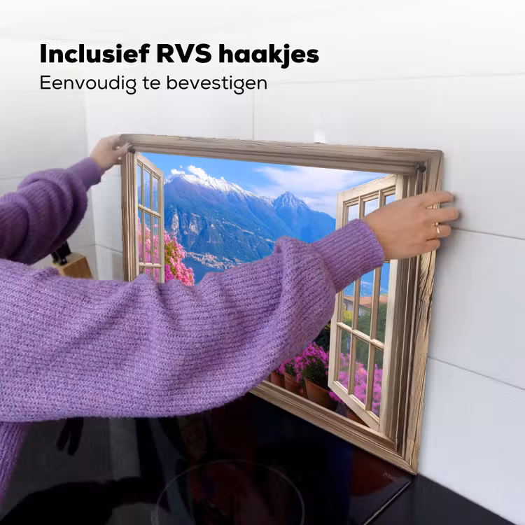 Doorkijk - Berg - Landschap - Uitzicht - Meer Inductie beschemer met haakjes klein -ky-ophangen-nl