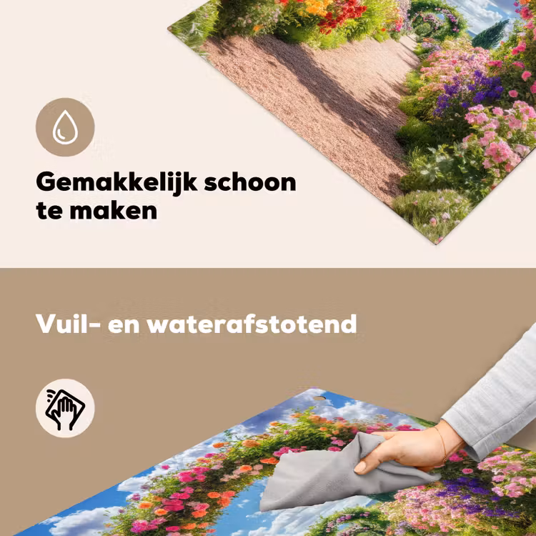 Doorkijk - Bloemen - Kleurrijk - Natuur Inductie beschemer met haakjes middel -ky-schoon-nl