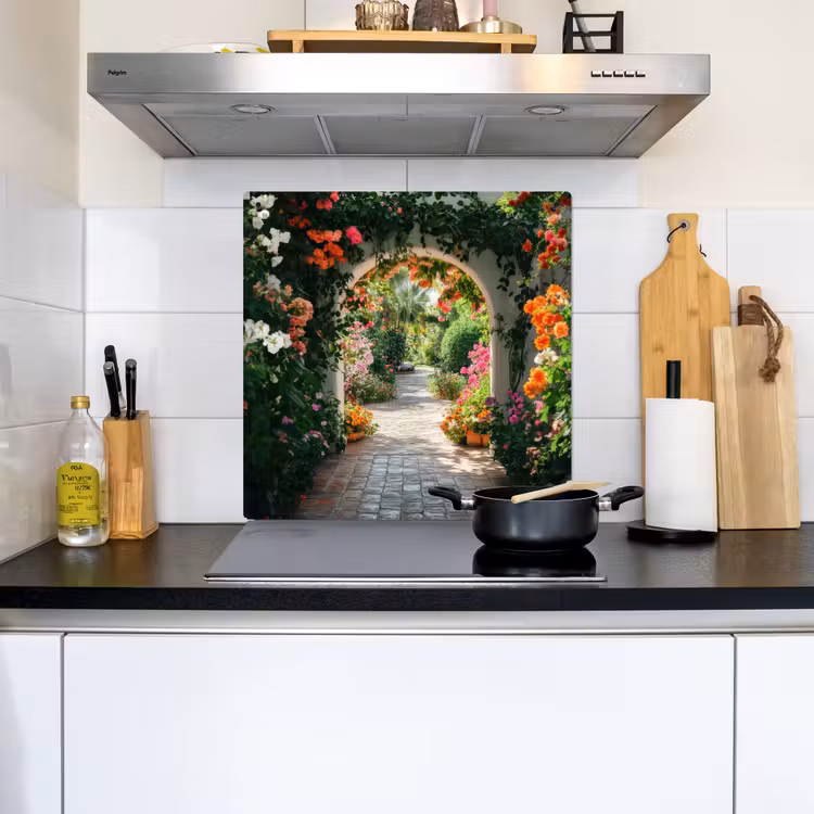 Doorkijk - Bloemen - Natuur - Bloementuin Inductie beschemer met haakjes middel -sfeer2