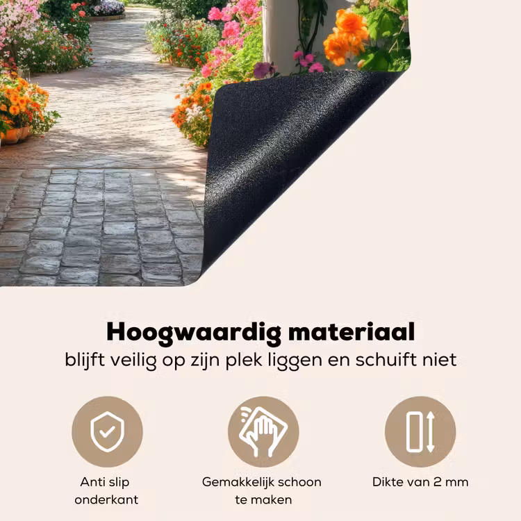 Doorkijk - Bloemen - Natuur - Bloementuin Inductie beschemer met haakjes middel -ky-onderkant-nl