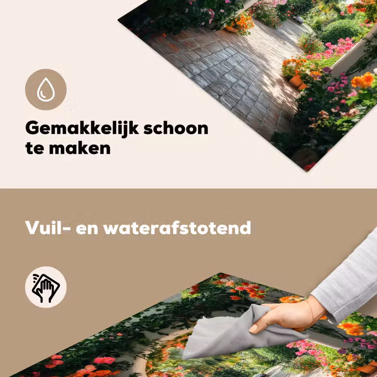 Doorkijk - Bloemen - Natuur - Bloementuin Inductie beschemer met haakjes middel -ky-schoon-nl