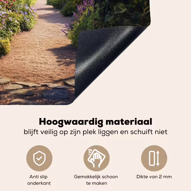 Doorkijk - Bloemen - Natuur - Rozenboog Inductie beschemer met haakjes middel -ky-onderkant-nl
