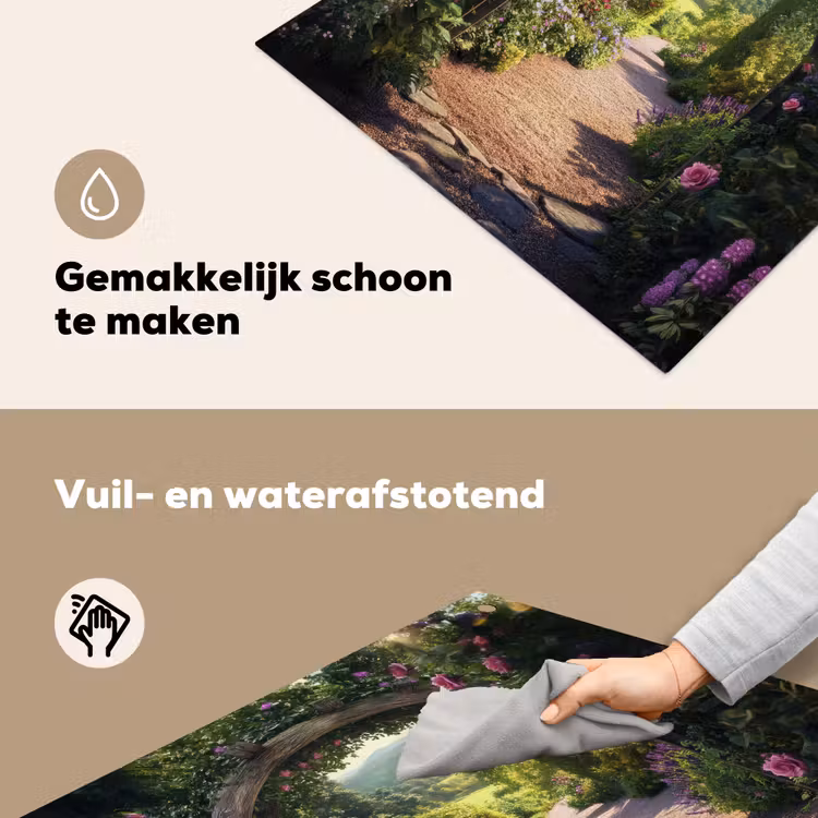 Doorkijk - Bloemen - Natuur - Rozenboog Inductie beschemer met haakjes middel -ky-schoon-nl