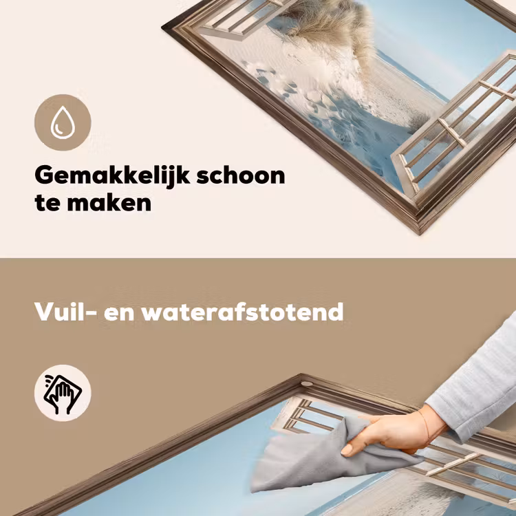 Doorkijk - Helmgras - Duinen - Zee - Landschap Inductie beschemer met haakjes klein -ky-schoon-nl