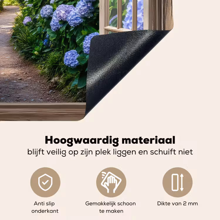 Doorkijk - Hortensia - Pad - Natuur Inductie beschemer met haakjes klein -ky-onderkant-nl