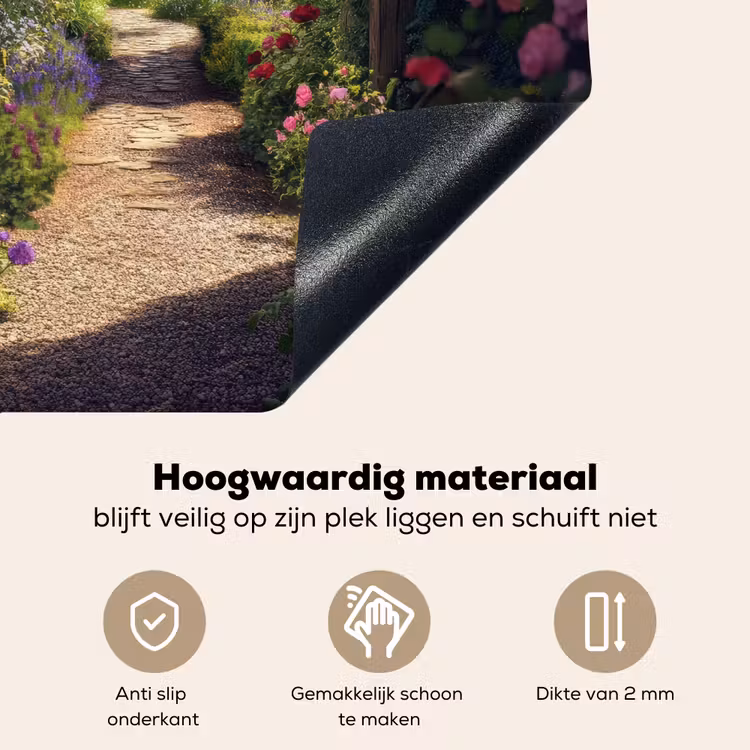 Doorkijk - Landschap - Bloemen - Rozenboog - Natuur Inductie beschemer met haakjes middel -ky-onderkant-nl