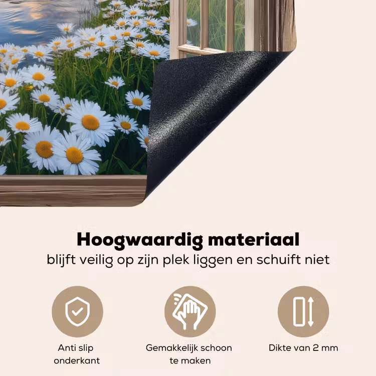Doorkijk - Landschap - Raam - Water - Zonsondergang Inductie beschemer met haakjes klein -ky-onderkant-nl