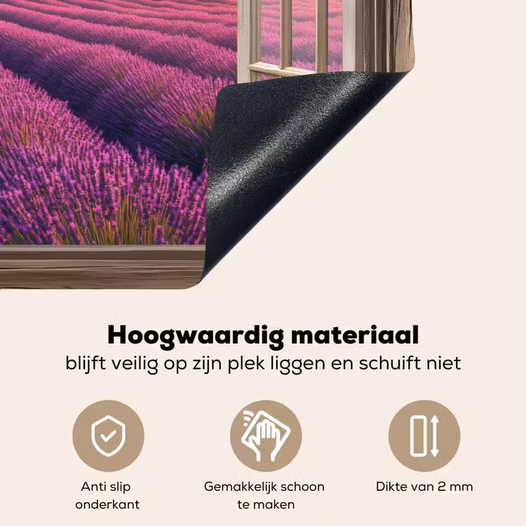 Doorkijk - Lavendel - Landschap - Bloemen - Paars Inductie beschemer met haakjes klein -ky-onderkant-nl