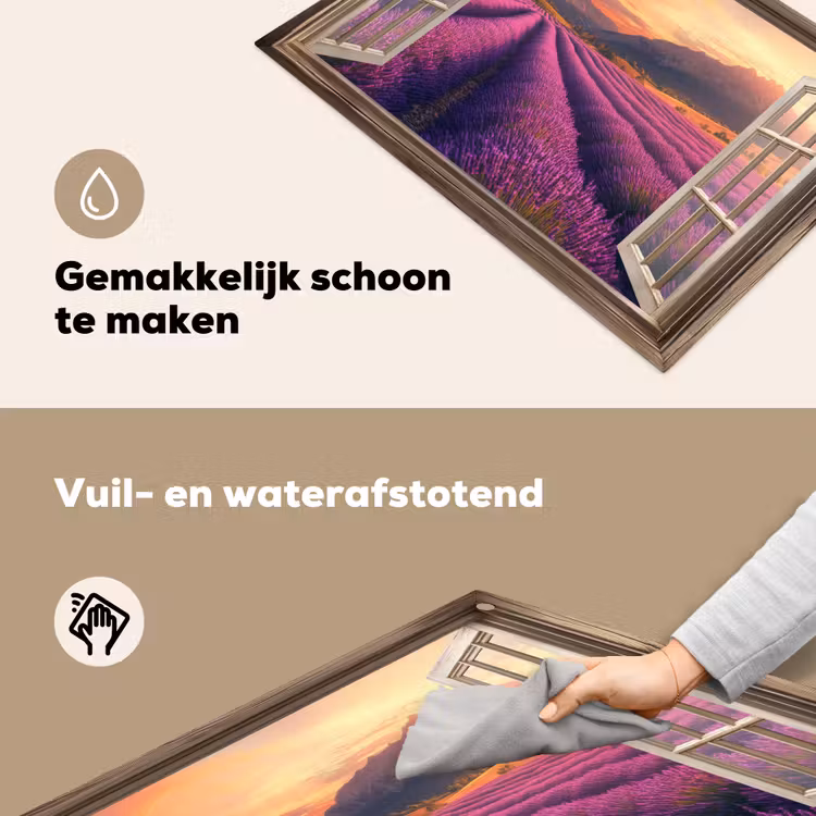 Doorkijk - Lavendel - Landschap - Bloemen - Paars Inductie beschemer met haakjes klein -ky-schoon-nl