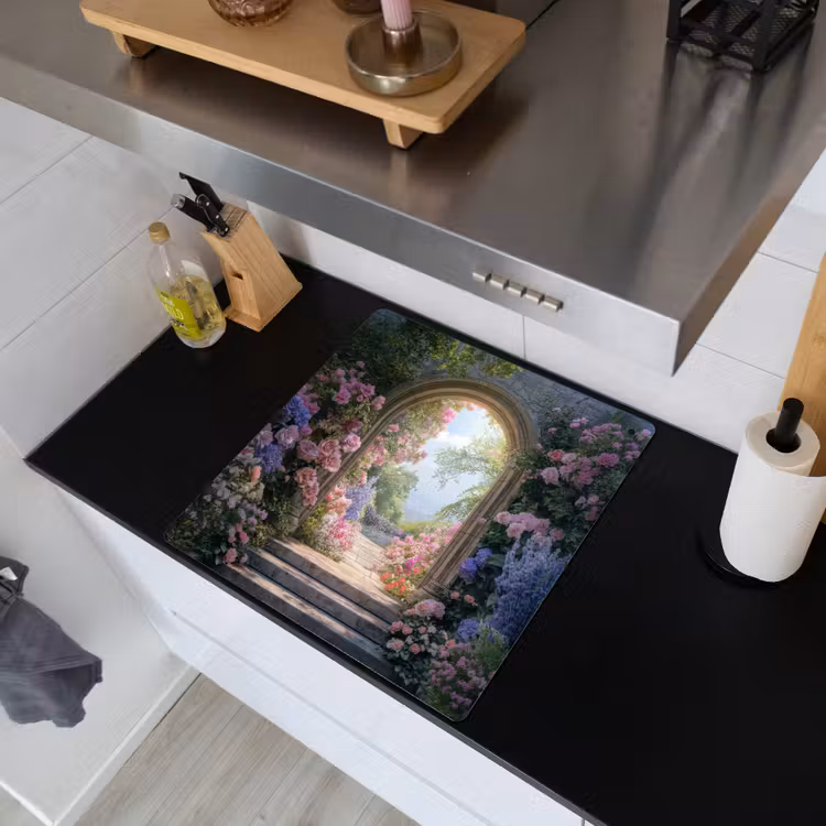 Doorkijk - Rozen - Vintage - Bloemen Inductie beschemer met haakjes middel -sfeer1