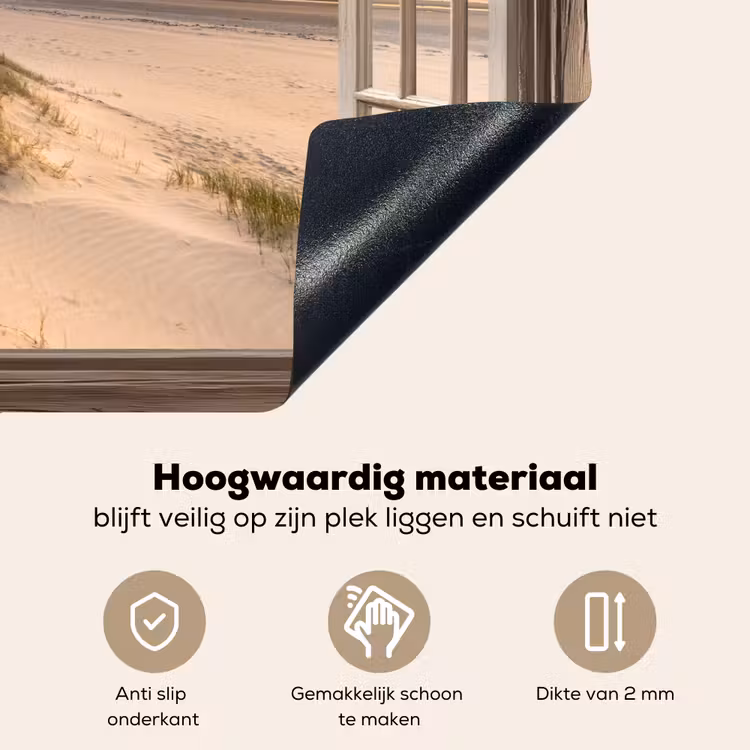 Doorkijk - Strand - Duinen - Natuur - Landschap Inductie beschemer met haakjes klein -ky-onderkant-nl