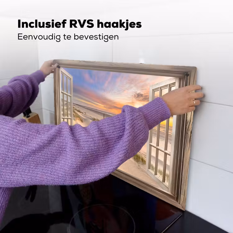 Doorkijk - Strand - Duinen - Natuur - Landschap Inductie beschemer met haakjes klein -ky-ophangen-nl