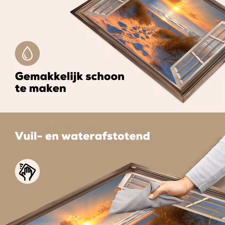 Doorkijk - Strand - Duinen - Zonsondergang Inductie beschemer met haakjes klein -ky-schoon-nl