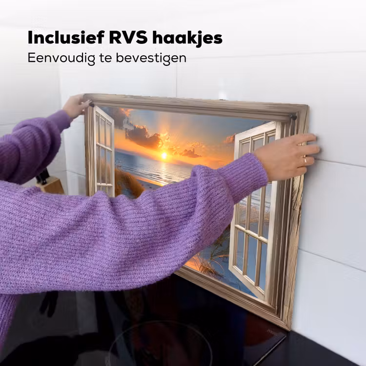 Doorkijk - Strand - Duinen - Zonsondergang Inductie beschemer met haakjes klein -ky-ophangen-nl