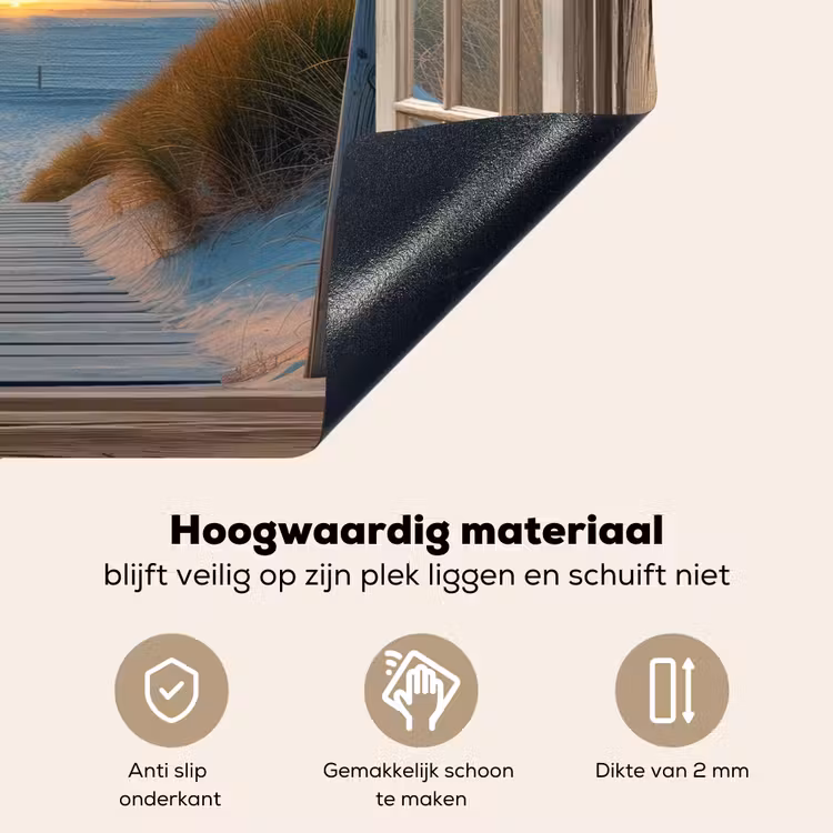 Doorkijk - Strand - Pad - Zonsondergang Inductie beschemer met haakjes klein -ky-onderkant-nl