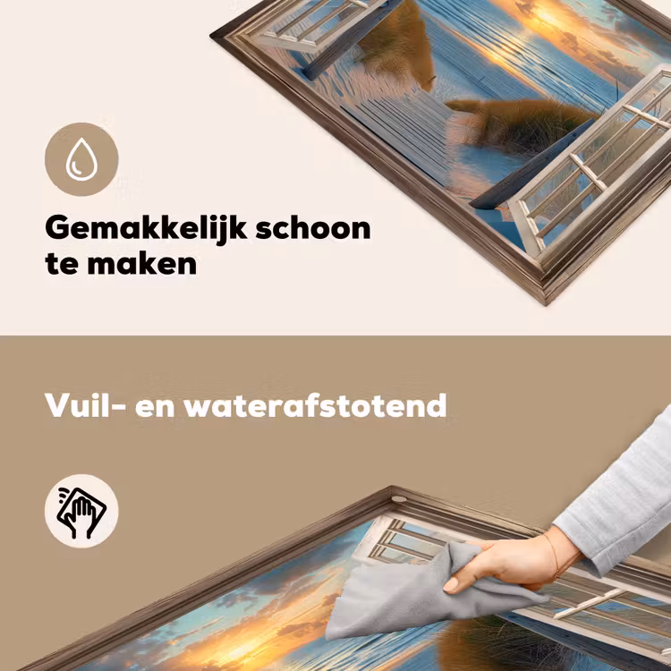 Doorkijk - Strand - Pad - Zonsondergang Inductie beschemer met haakjes klein -ky-schoon-nl