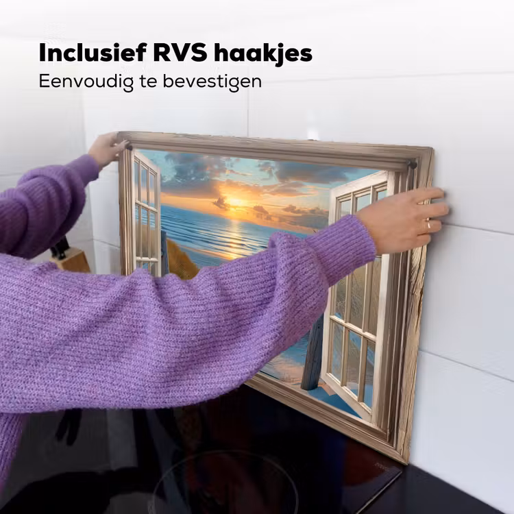Doorkijk - Strand - Pad - Zonsondergang Inductie beschemer met haakjes klein -ky-ophangen-nl
