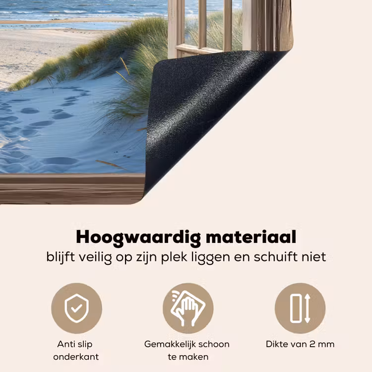 Doorkijk - Strand - Raam - Duinen - Zee Inductie beschemer met haakjes klein -ky-onderkant-nl