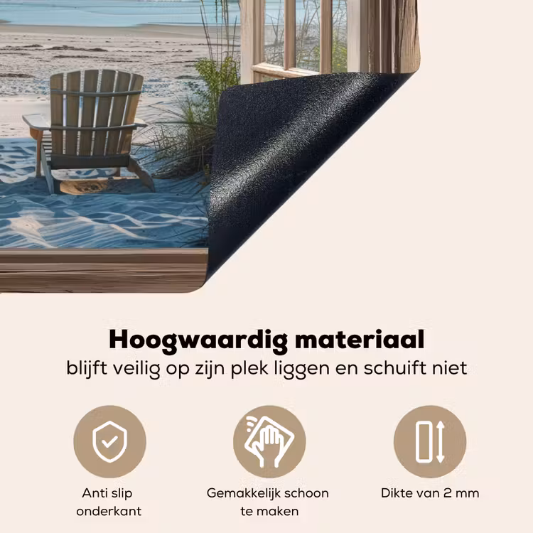 Doorkijk - Strandstoelen - Duinen - Zee - Natuur Inductie beschemer met haakjes klein -ky-onderkant-nl