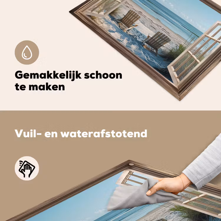 Doorkijk - Strandstoelen - Duinen - Zee - Natuur Inductie beschemer met haakjes klein -ky-schoon-nl